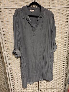 Como Vintage Soft Washed Slate Tunic Shirt Dress